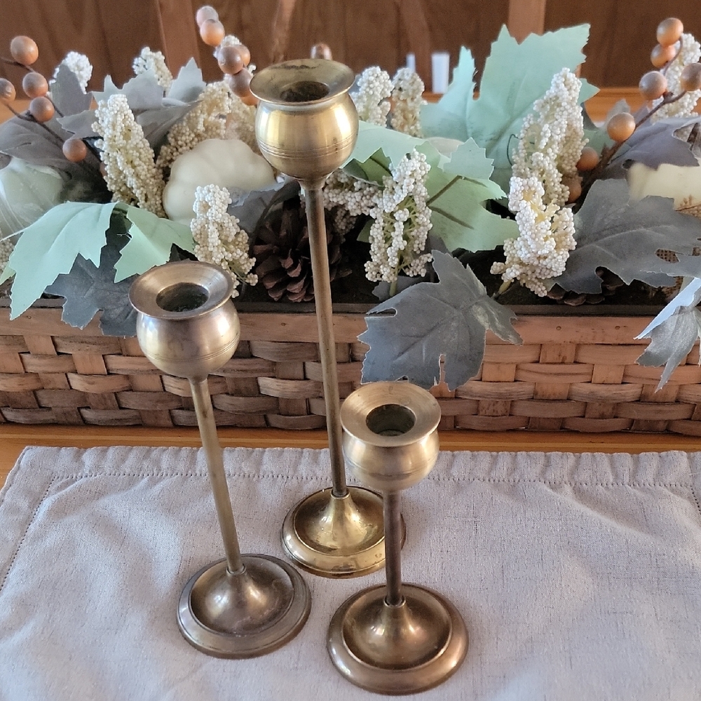 Elegant Brass Candle Holders Set